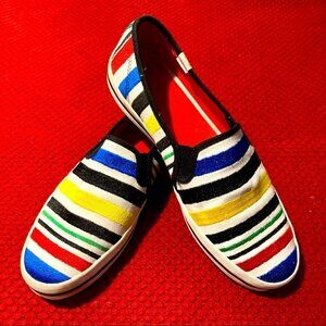 KATE SPADE + KEDS Sz 8 Collab Slip on Colourful  Stripe Sneaker Shoes
